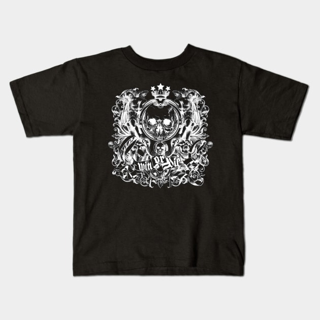 skull grunge Kids T-Shirt by Genetics art